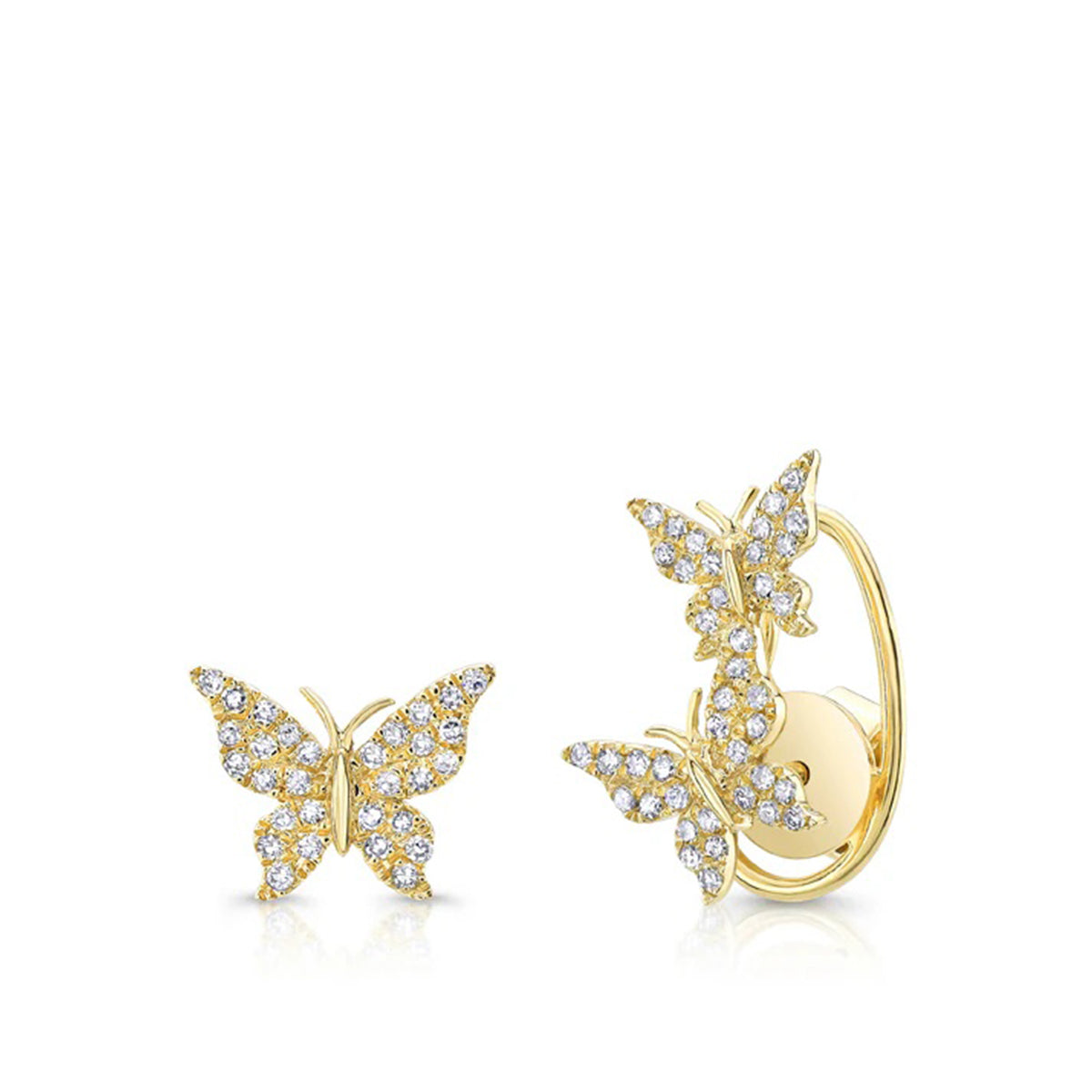Un-even Butterfly Stud Earrings