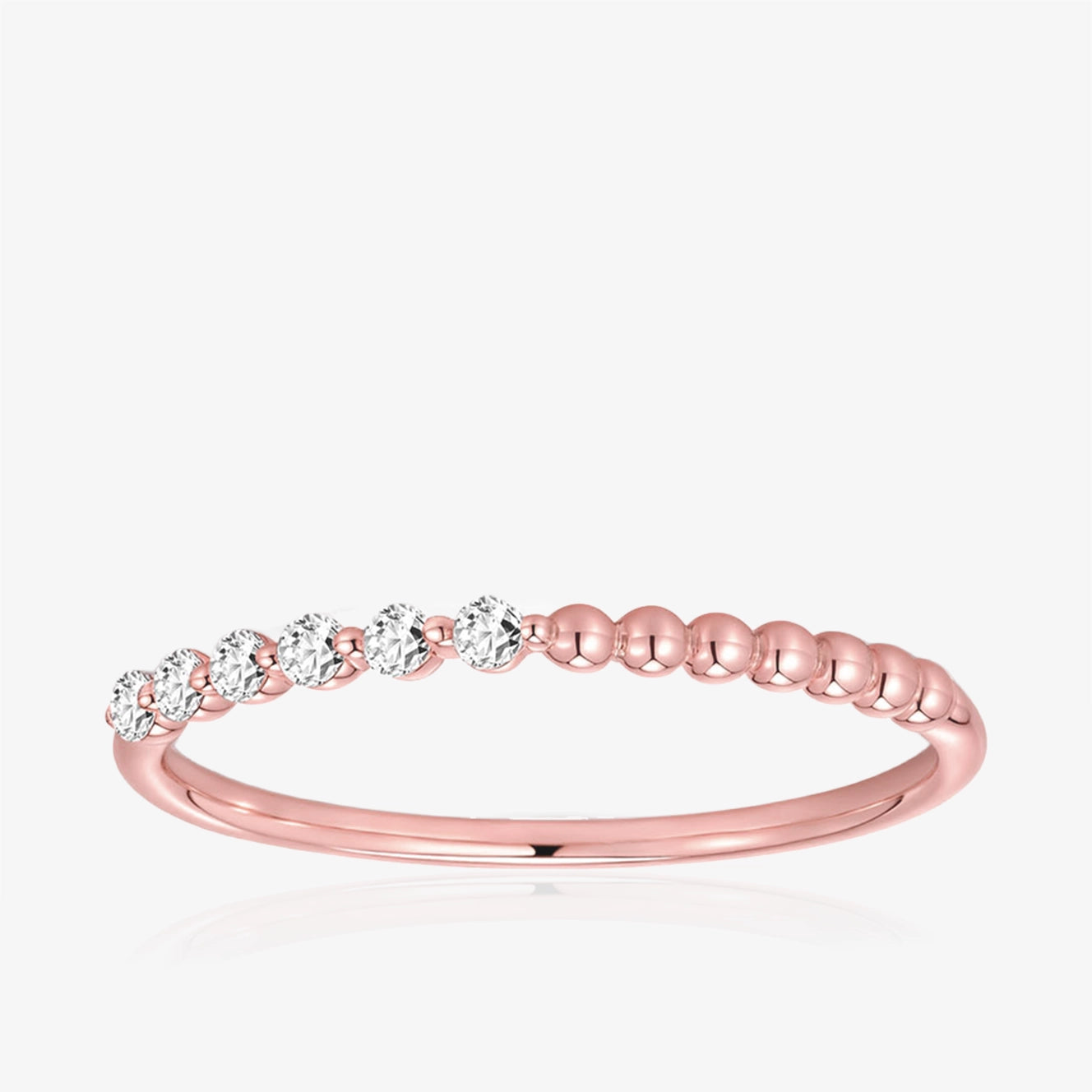 Lab Diamond and Beaded Band Ring