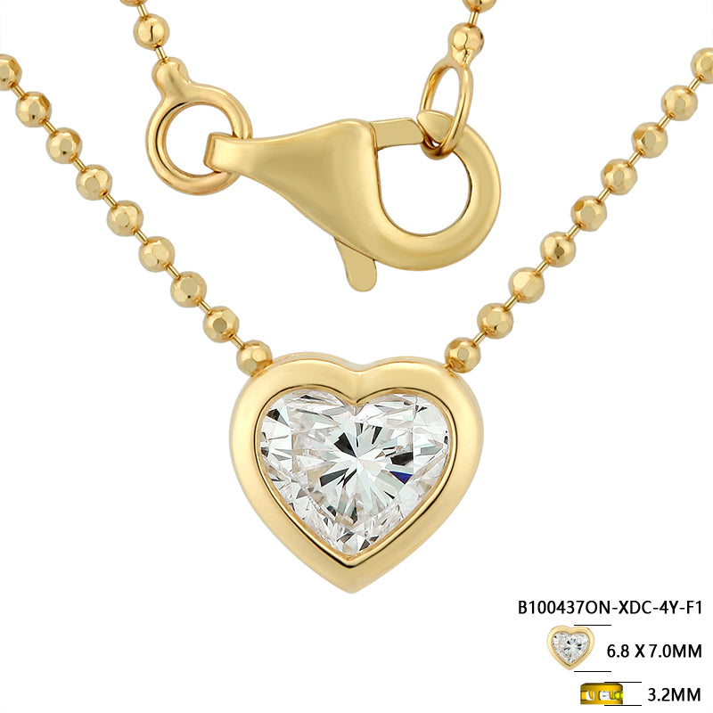 Collar de cadena con bola central de diamante de laboratorio