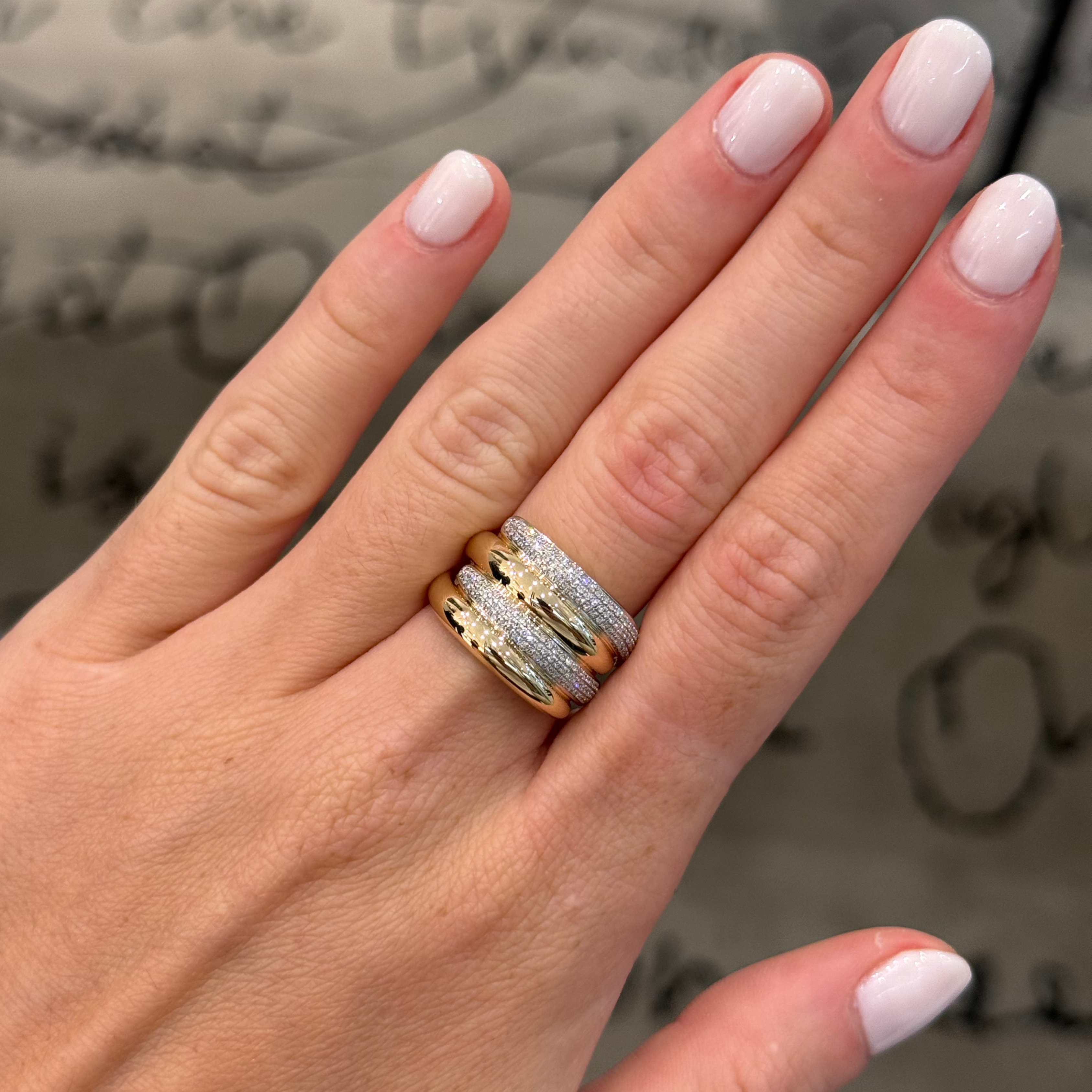Chunky Double Row Diamond and Gold Ring