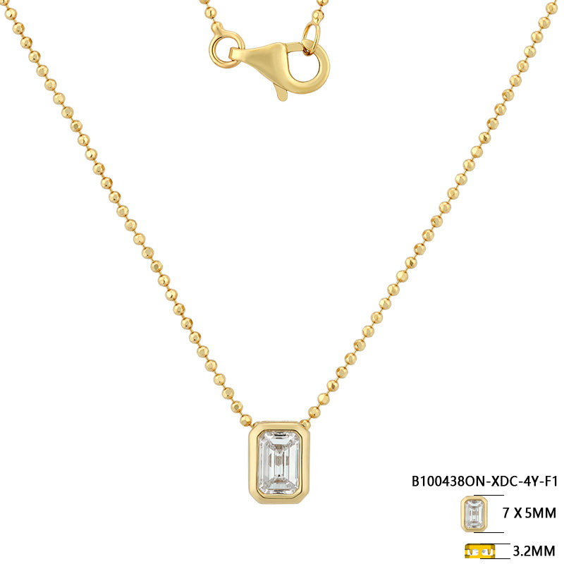 Collar de cadena con bola central de diamante de laboratorio