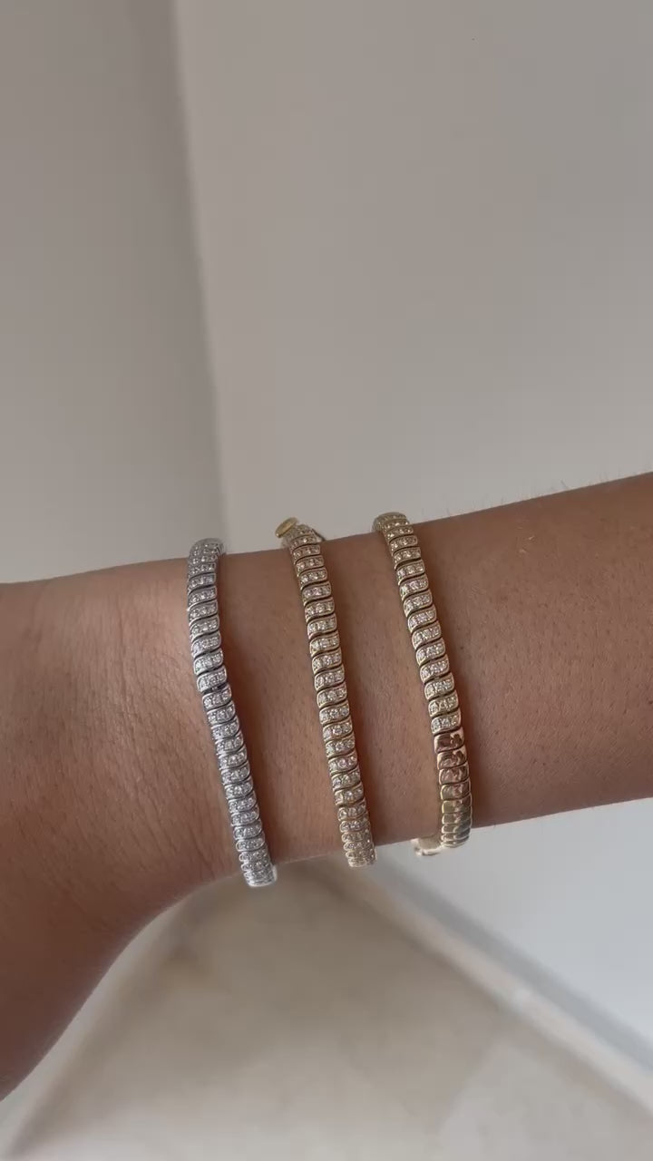 Thin Half Diamond Gold Braid Bracelet