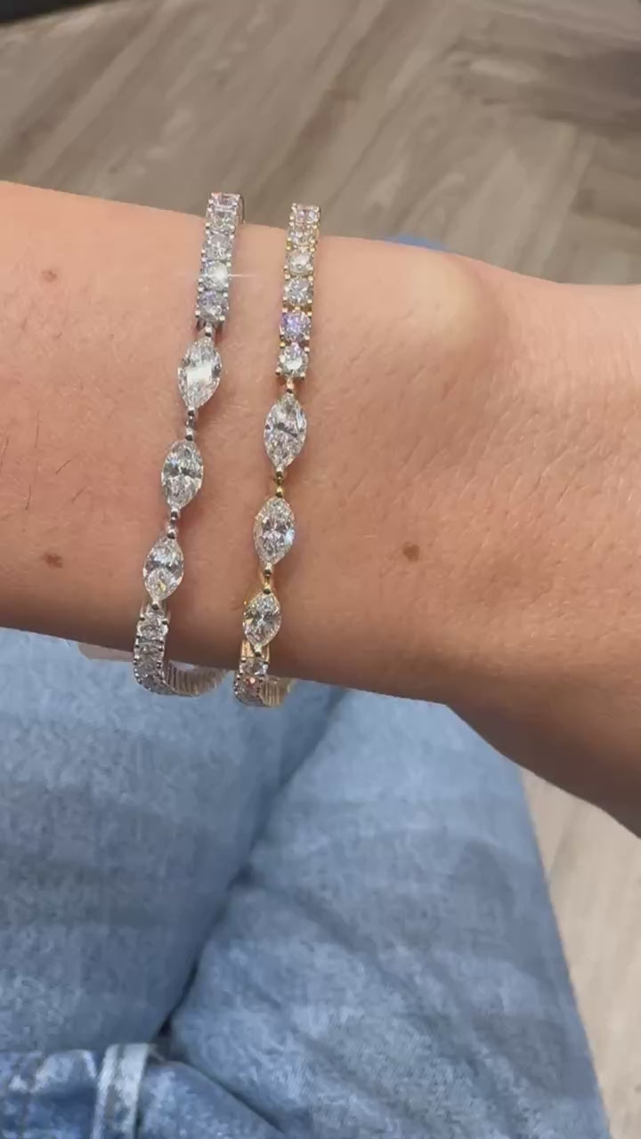 Lab Tennis Bracelet with Marquise Center