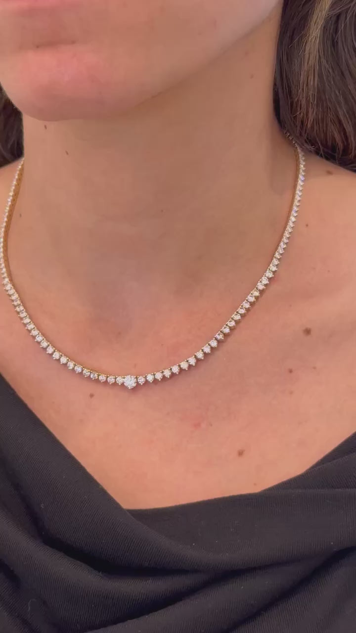 Collar de tenis de 3 puntas con diamantes de laboratorio