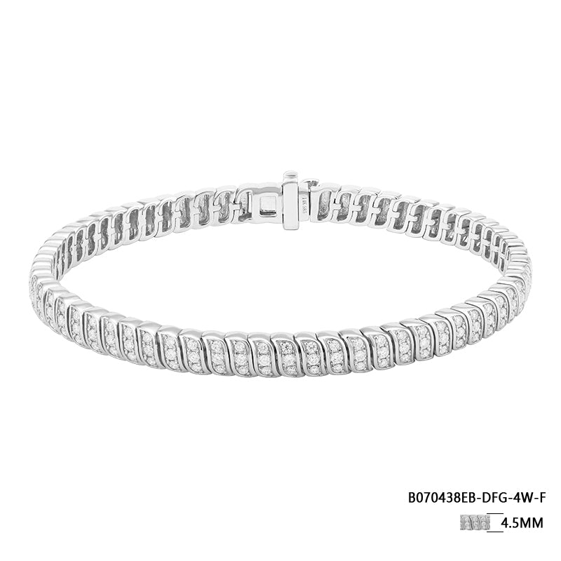 Thin Half Diamond Gold Braid Bracelet