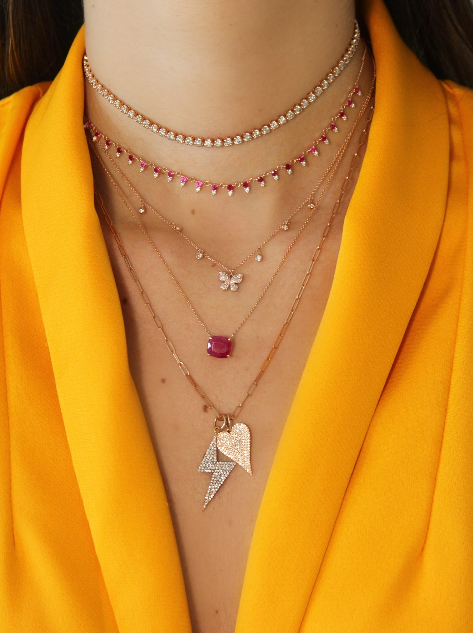 Collar de dos piedras de zafiro y diamantes 