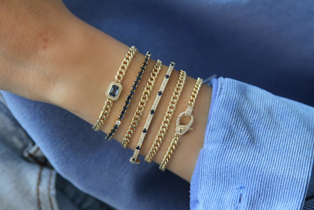 Pulsera de eslabones cubanos con cierre de diamante